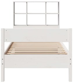 Cama com estante sem colchão 90x190 cm pinho maciço branco