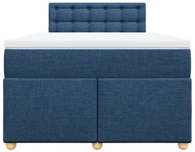 Cama boxspring com colchão 120x190 cm tecido azul