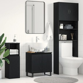 Gabinete de Lavabo vidaXL Preto Carvalho 58x33x60 cm Madeira Engenhari
