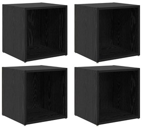 Armários de TV - 4 pcs, Carvalho Preto, 37x35x37 cm, Madeira de Engenh