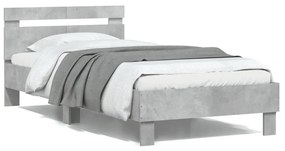 vidaXL Estrutura de cama c/ cabeceira derivados madeira cinza-cimento