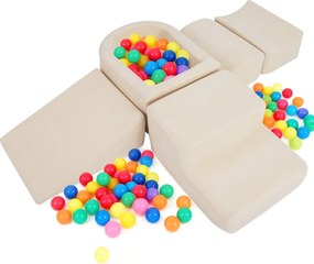 Blocos de espuma de 5 peças para Crianças (BOLAS NÃO INCLUIDAS) para trepar e gatinhar com piscina bolas e capas de veludo bege