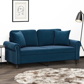 vidaXL Sofá 2 lugares almofadas/almofadões 140 cm veludo azul