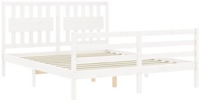 Estrutura de cama com cabeceira 160x200 cm madeira maciça