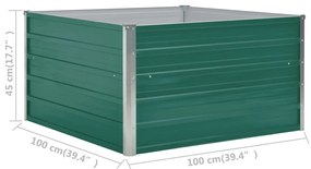 Canteiro jardim elevado 100x100x45 cm aço galvanizado verde