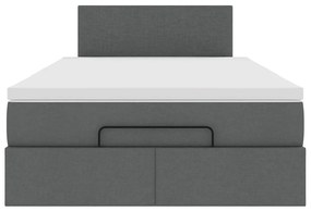 Cama otomana com colchão&amp;LEDs 120x190 cm tecido cinzento escuro