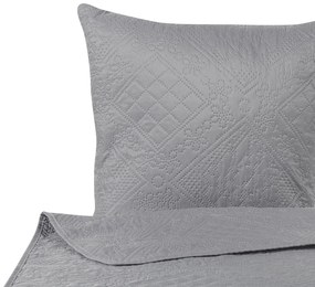 Colcha com relevo e duas almofadas cinzentas  220 x 240 ALAMUT Beliani