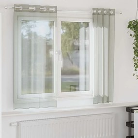 vidaXL Cortinas de voile com ilhós 2 pcs cinzento-claro 140x140 cm