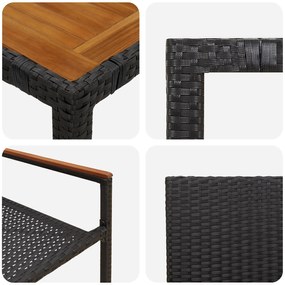 Conjunto de Jantar de Jardim vidaXL 9 Peças Polirattan Preto