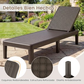 Espreguiçadeira de jardim exterior em PP, com encosto ajustável em 4 posições, pés elevados e capacidade de carga de 150 kg, para terraço ou pátio, Ca