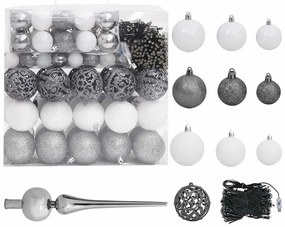 Árvore Natal artificial pré-iluminada c/ bolas 240cm PVC preto