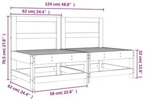 Sofás de centro para jardim 2 pcs madeira de pinho maciça