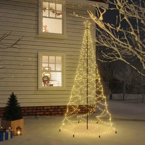 328623 vidaXL Árvore de Natal c/ poste metal 500 luzes LED 3 m branco quente