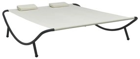 vidaXL Espreguiçadeira de exterior em tecido creme