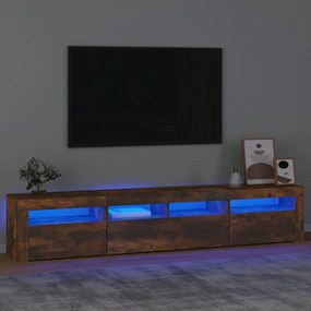 Móvel de TV com luzes LED 210x35x40 cm carvalho fumado