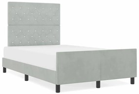 Cama vidaXL Cinza Claro 120x190 cm Veludo