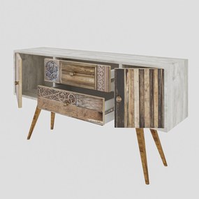 Móvel TV Odense – Branco Nogueira – 122x65x35 cm
