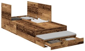 Estrado de cama com arrumação em madeira antiga 100x200 cm