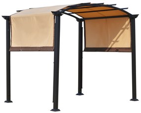 Pergola 3x2,5 m com teto retrátil para jardim pátio Terraço Tecido de poliéster parafusado resistente aos raios UV Bege