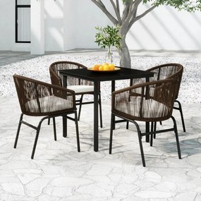 vidaXL 5 pcs conjunto de jantar para jardim castanho