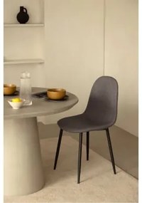Glamm Estofada Cadeira De Jantar Preto & Linho Cinzento Taupe & Linho - Sklum
