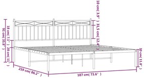 Estrutura de cama com cabeceira 183x213 cm metal branco