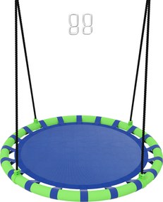 AIYAPLAY Baloiço para Crianças Redondo Baloiço de Jardim Infantil Ajustável Impermeável Carga 150kg Ø100x180 cm Preto e Azul | Aosom Portugal
