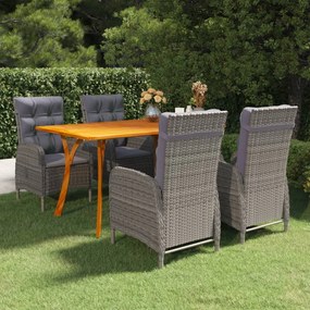 vidaXL 5 pcs conjunto de jantar para jardim cinzento