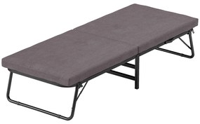 HOMCOM Cama Dobrável 70x180 cm com Colchão de Espuma Cama Dobrável com Encosto Ajustável em 5 Posições e Rodas Marrom | Aosom Portugal