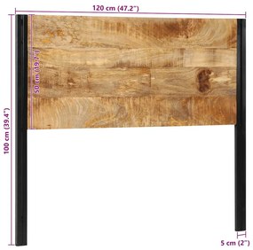 Cabeceira de cama 120 cm madeira de mangueira maciça e ferro