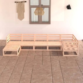 vidaXL 7 pcs conjunto lounge de jardim pinho maciço