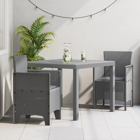 Conjunto de Jantar de Jardim com Almofadas Cinza Claro de Polyrattan