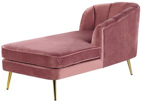 Chaise-longue em veludo rosa versão à esquerda ALLIER Beliani