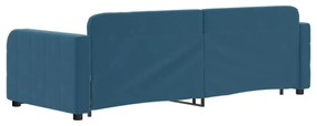 Sofá-cama com gavetão e gavetas 80x200 cm veludo azul