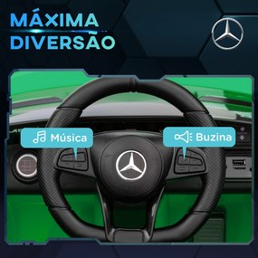 Carro Elétrico para Crianças Carro Mercedes-Benz AMG GTR com Bateria 12V Faróis  Buzina e Música 108x67x46 cm Verde