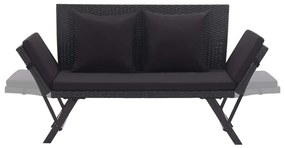 Banco de jardim c/ almofadões 176 cm vime PE preto