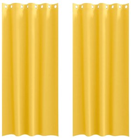 Cortinas 2 pcs amarelo mostarda 260 x 140 cm Poliéster