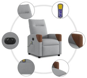 Poltrona de massagens reclinável elétrica tecido cinzento-claro