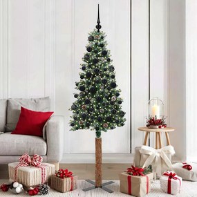 vidaXL Árvore de Natal Slim com 300 LEDs com suporte Verde 180 cm