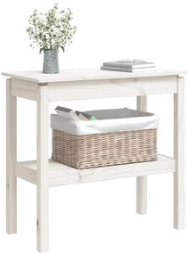 Mesa consola 80x40x75 cm madeira de pinho maciça branco