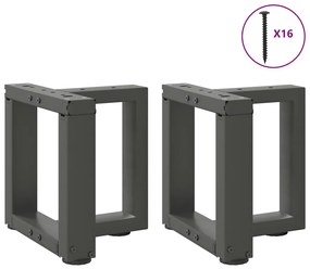 Pés para mesa de centro em forma de T, 2 peças, antracite, 30x25x(30-3