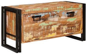 vidaXL Armário de Sapatos com porta Castanho Madeira recuperada maciça