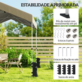 Tenda Dobrável 2,4x2,4 m Pop-up UPF50+ Bloqueio Central Altura Ajustável Bolsa de Transporte Sacos de Areia Bege