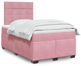 Cama boxspring com colchão 120x200 cm veludo rosa