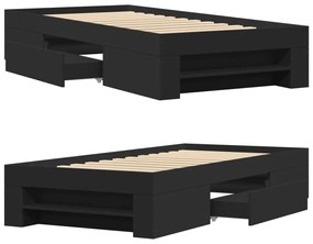 Estrutura de cama 90x190 cm derivados de madeira preto