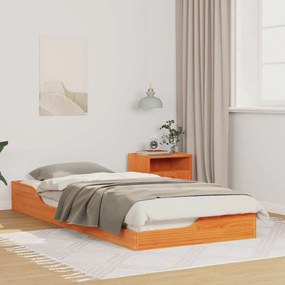 vidaXL Estrutura de cama de chão Castanho-mel 80 x 210 cm
