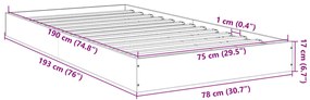 Estrutura de cama 75x190 cm derivados de madeira cinza cimento