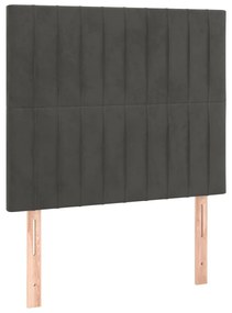 Cabeceira de cama c/ LED veludo 90x5x118/128 cm cinza-escuro