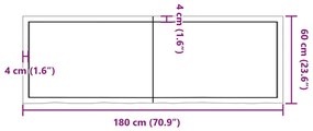 Bancada p/ WC 180x60x(2-4)cm madeira tratada maciça castanho