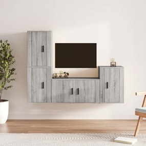 vidaXL Conjunto móveis de TV 4 pcs madeira processada sonoma cinza